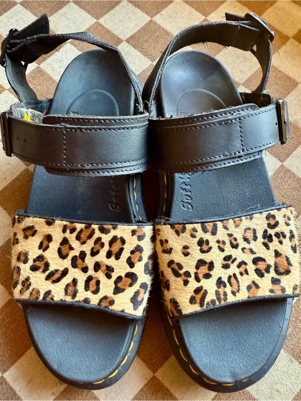 Dr. Martens Leopard Print Black Platform Sandals